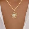 Sun-Shaped Diamond Pendant Necklace, European & American Fashion, Star Design In Alloy