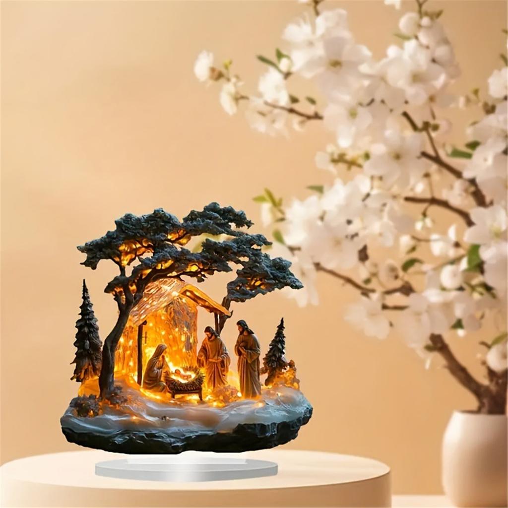 Детальная Праздничная Сцена Рождества Акриловая Скульптура Фигурка для Рождества Церковный Настольный Декор и Семейные Алтари Подарок