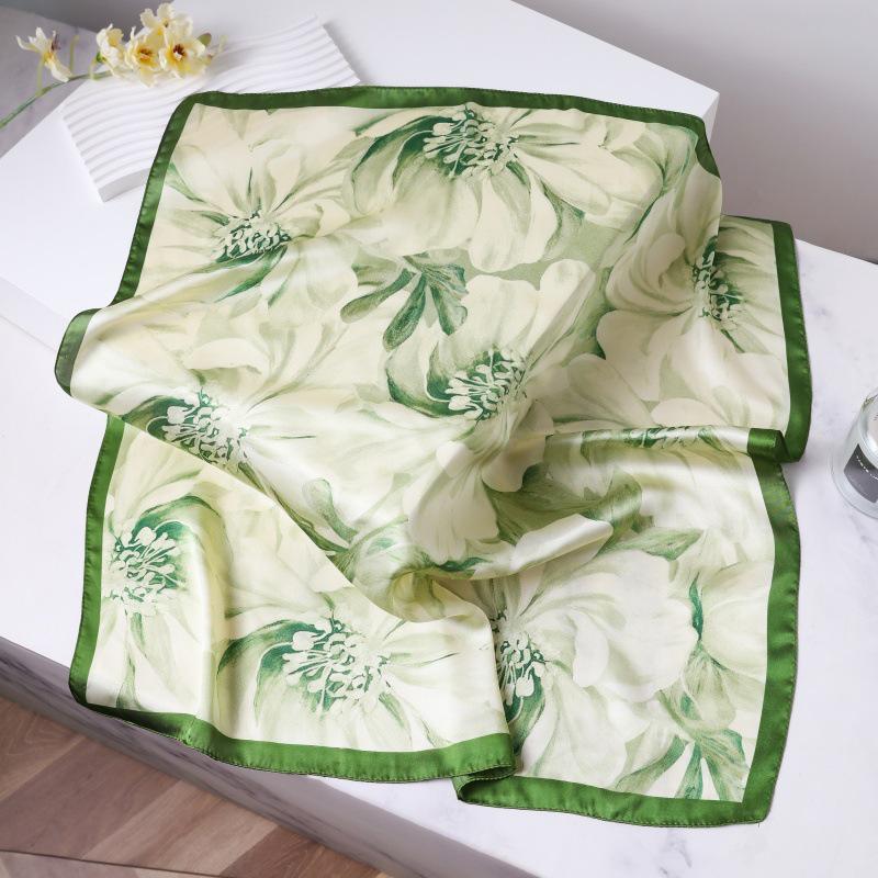 Шелковый женский квадратный шарф - Китайский стиль платок на голову для весны, лета, осени - Защита шеи и согревающий - Элегантный тонкий стиль для мамы