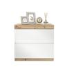 Nightstand, Bedside Cabinet with Two Drawers, Bedside Table, Storage Function, for Bedroom, E1 Chipboard, White+Oak [OLD SKU:WF302107AAA]