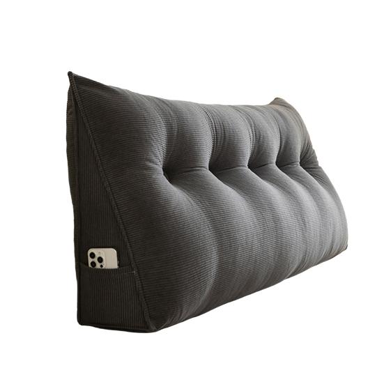 Headboard Wedge Cushion Corduroy Triangle Headboard Pillow with Side Pocket Ergonomic Back Support Daybed Pillow for Reading Sitting Working