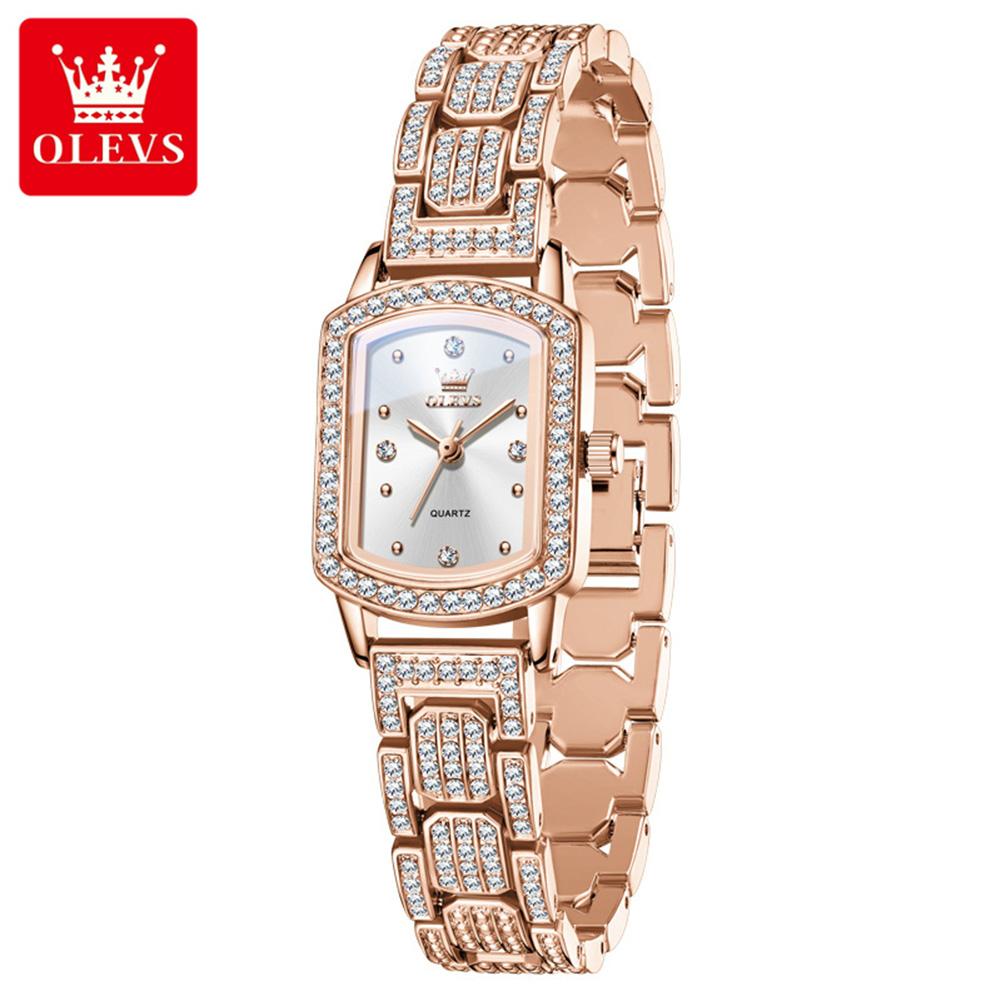 OLEVS Womens Watches Luxury Square Quartz Watch Women Diamond Dial Wristwatch Waterproof Elegant Fashion Relogio Reloj 7142