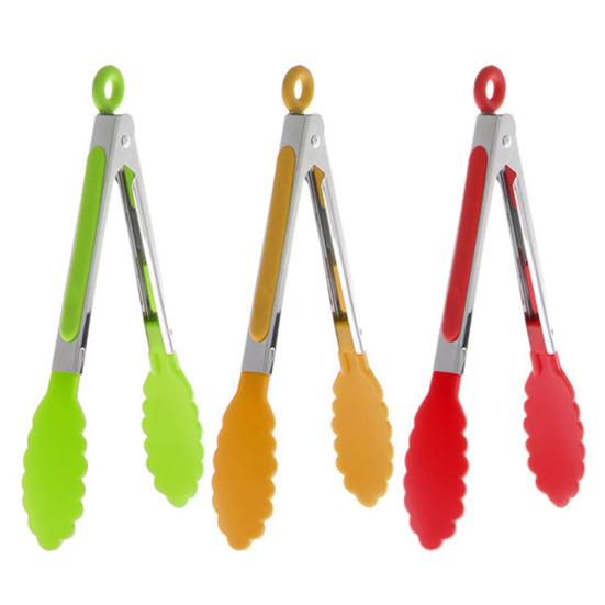 Salad BBQ Kitchen Food Serving Tongs Stainless Steel Nylon Kitchen Utensil Tool