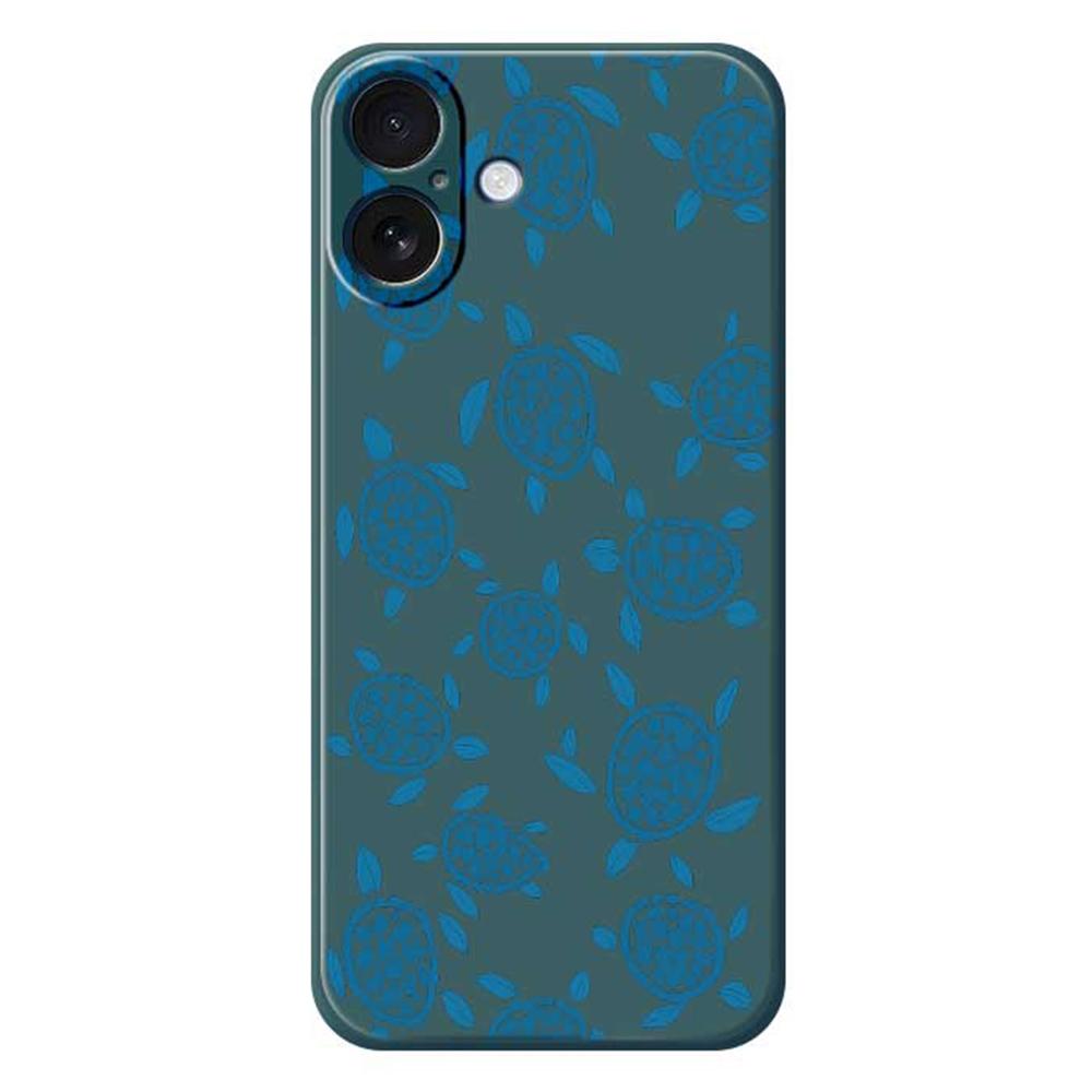 For iPhone 17 Case Blue Turtle Pattern Printing Straight Edge TPU Phone Back Cover