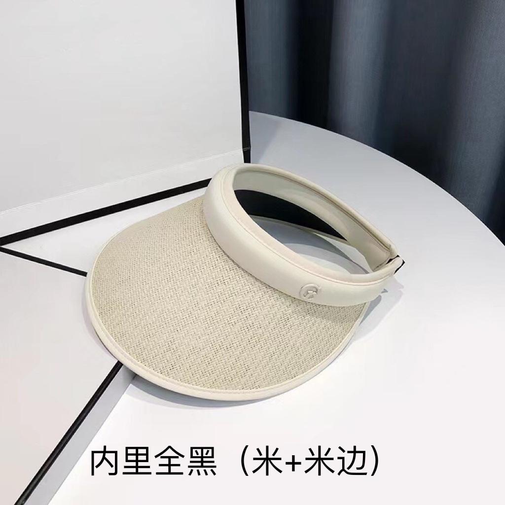 Summer eaves straw mat woven empty top hat with black anti-ultraviolet sports straw hat outdoor sun hat