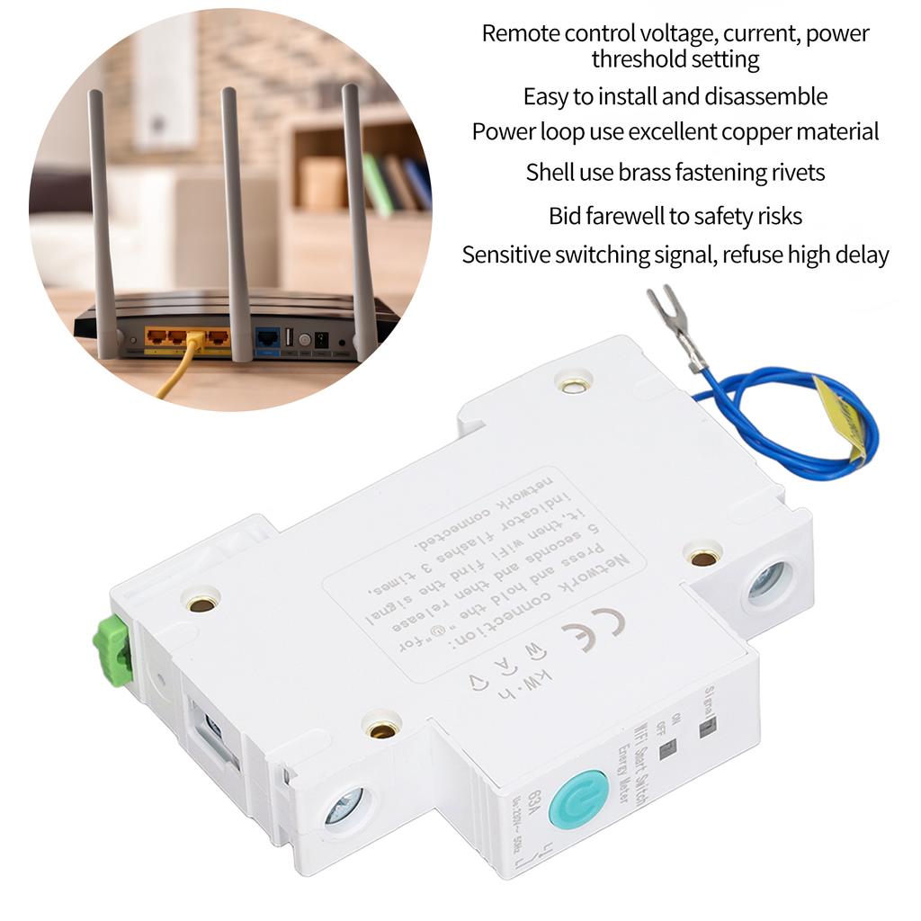 Wifi Smart Circuit Breaker Switch Energy Power Meter DIN Rail for Ewelink APP Wireless Control AC230