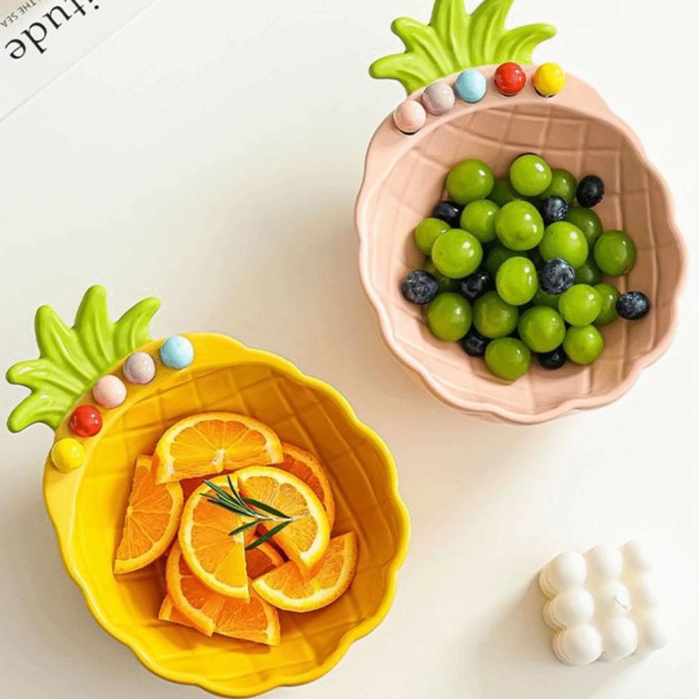 Cream-Style Fruit Serving Plate Reusable Ceramic Fruit Bowl Salad Dessert Bowl Kitchen Use