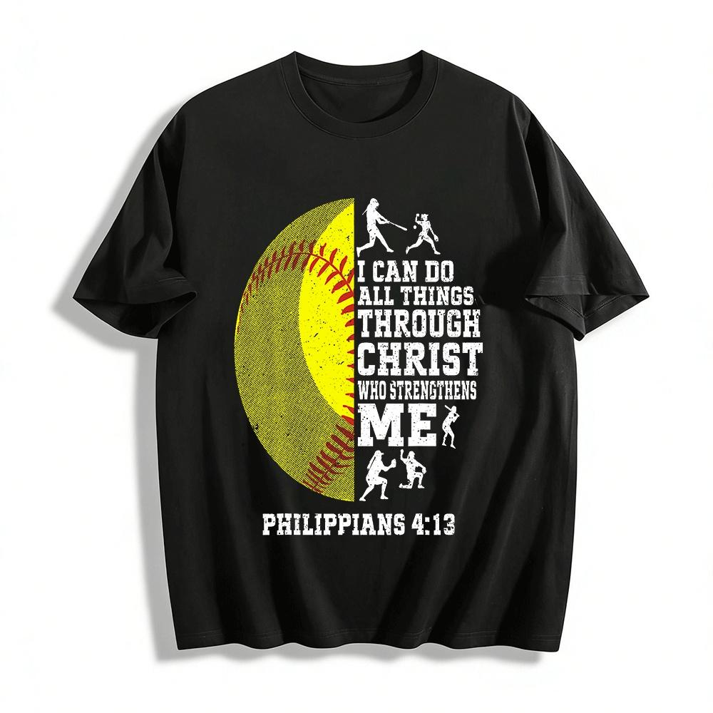 Христианский софтбол Филиппийцам 4:13 Faith Спортивная футболка из чистого хлопка