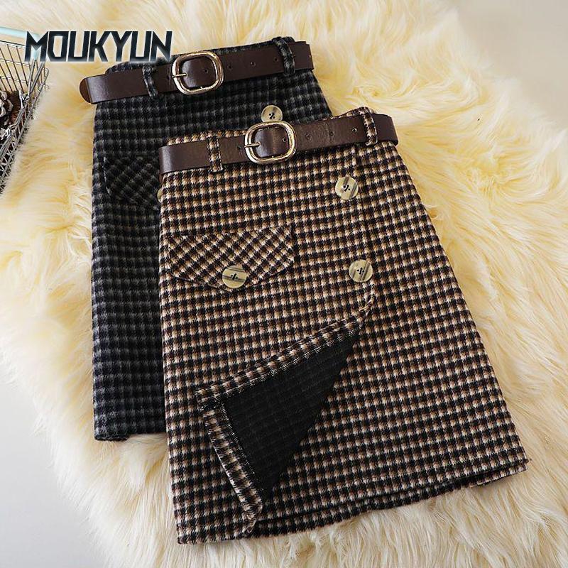 Женские короткие юбки в винтажном стиле в клетку, женские повседневные уличные юбки с высокой талией
