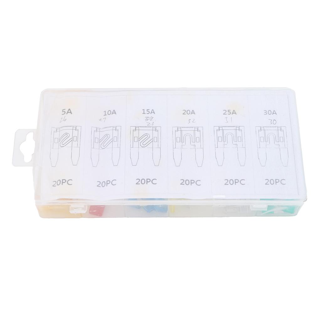 Набор автомобильных ножевых предохранителей 120 шт. Мини универсальный 5 10 15 20 25 30А для мотоцикла, транспортного средства