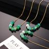 Stylish Green Agate Abacus Bead Necklace Simple Clavicle Chain Titanium Steel Gold Plated Neck Chain Ladies