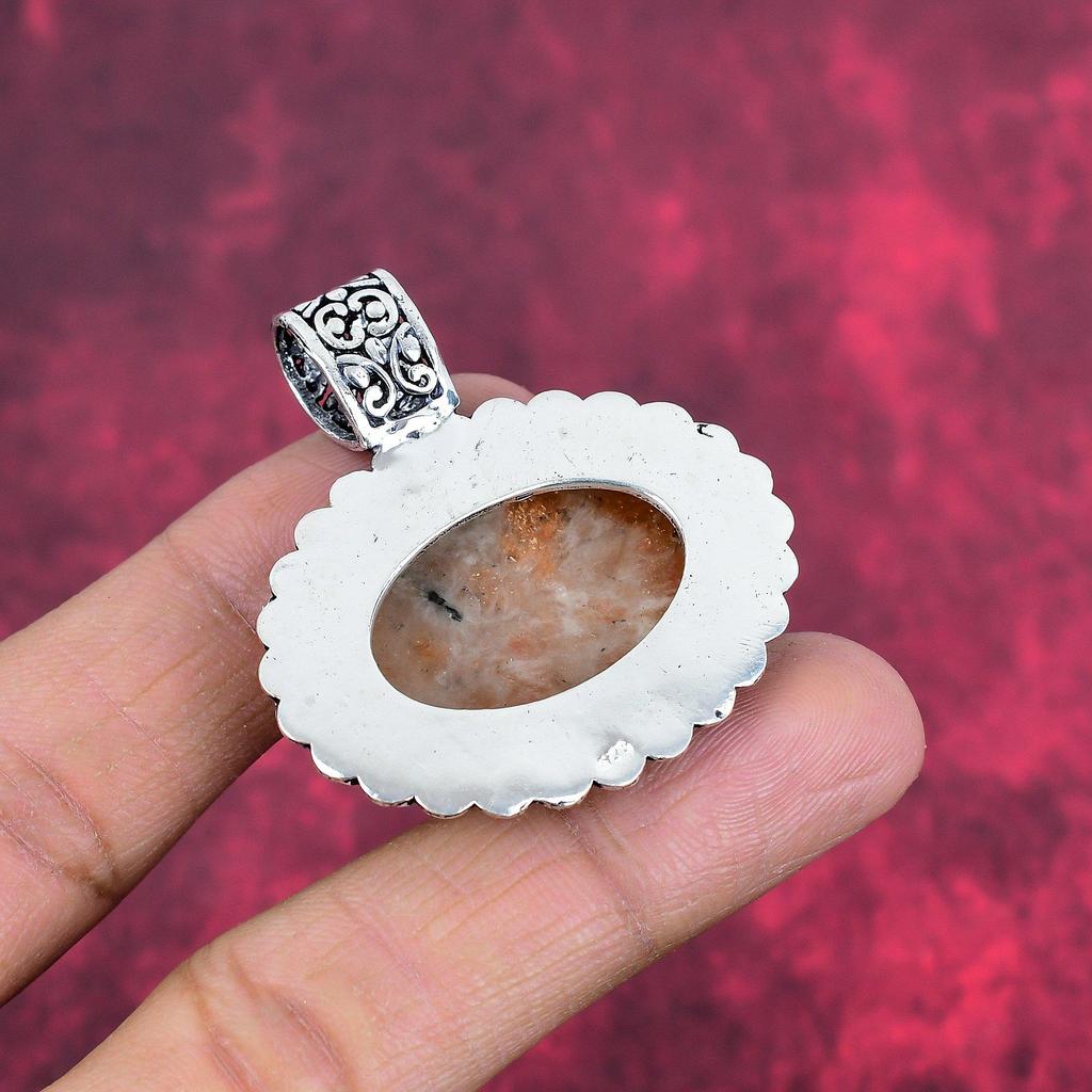 Подвеска Sunstone из цельного серебра 925 пробы, подвеска из драгоценного камня ручной работы, подарки для жены, абсолютно новая подвеска