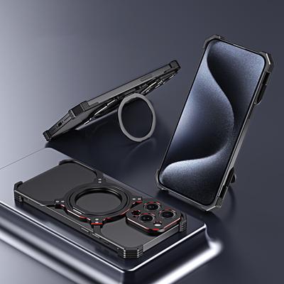 Чехол-бампер для iPhone 13 Pro, совместимый с MagSafe, вращающаяся подставка, металлический безрамочный чехол для телефона