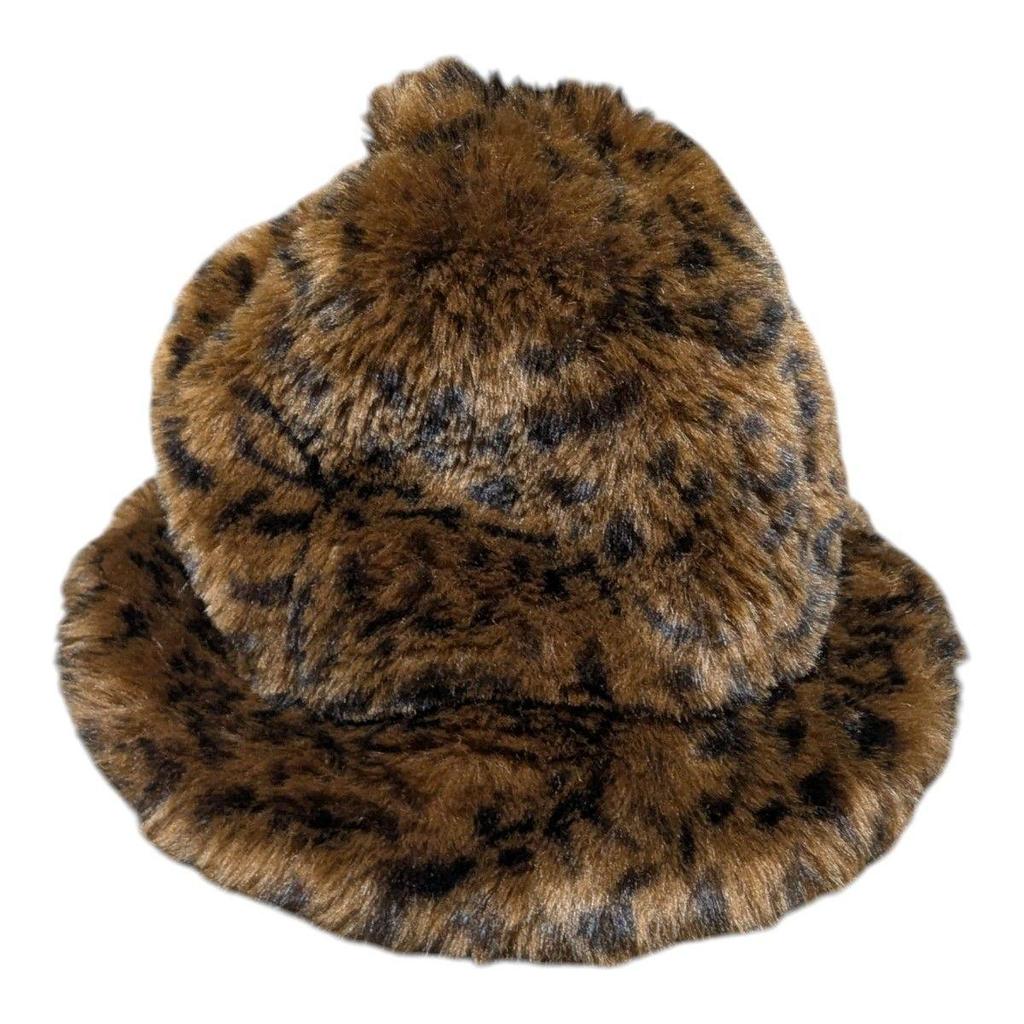 Б/у KANGOL Шляпа-ведро с леопардовым принтом меховая шляпа леопардовое животное