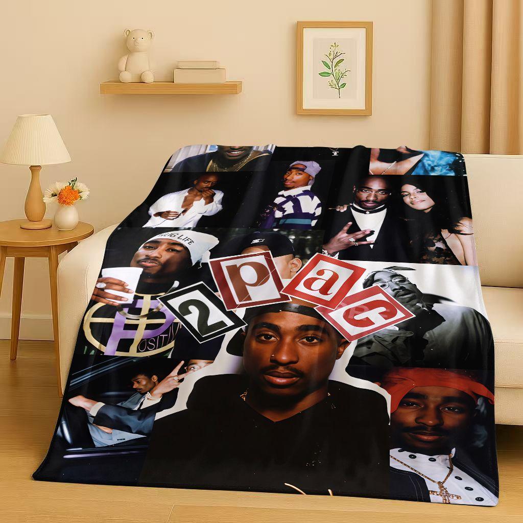 3D Rap Tupac 2pac Hip-Hop Music Rapper Catnap Flannel Blanket,Soft Plush Throw for Home Bedroom Bed Sofa Cover Kid Gift Picnic