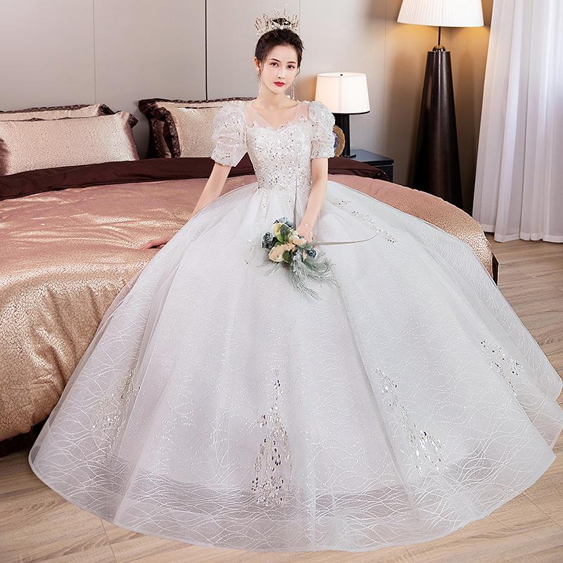 Французское легкое основное свадебное платье новое свадебное платье для выхода в свет пряжа невеста женское тяжелое производство роскошь маленькая дворцовая свадьба