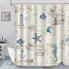 Modern Nautical Anchor Lighthouse Sailing Shower Curtain 180 X 200cm Washable Polyester Shower Curtain with 12 Hooks