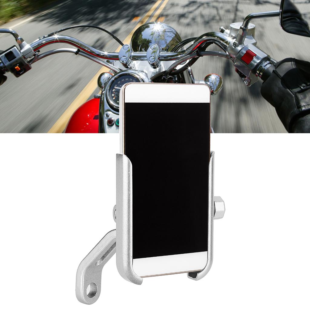 Universal Aluminum Alloy Motorcycle Phone Holder Stand Bracket Modification Parts(Silver)