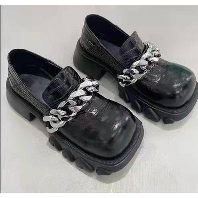 Маленькие кожаные туфли женские весна и осень новая цепочка узор крокодила стиль колледжа Мэри Джейн платформа лоферы одинарные туфли