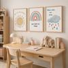 Nursery Wall Art, Cute Rainbow Sun Cloud Quotes Canvas Painting, Nordic Neutral Poster Print for Kids Boy Girl Bedroom Decor