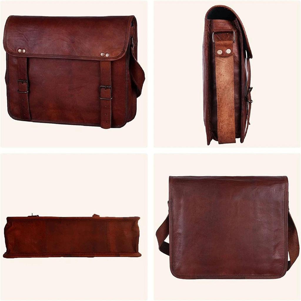 Винтажная коричневая кожаная сумка-мессенджер на плечо, сумка для ноутбука, портфель