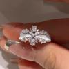 Дизайн-вставка с бриллиантом, кольца со снежинками с текстурой brushed snow для женщин, серебро, легкая роскошь, высококлассное кольцо, свадебный подарок