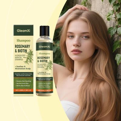 GleamXi Шампунь с розмарином и биотином для роста волос - Против выпадения волос, Увлажнение кожи головы, 100 мл