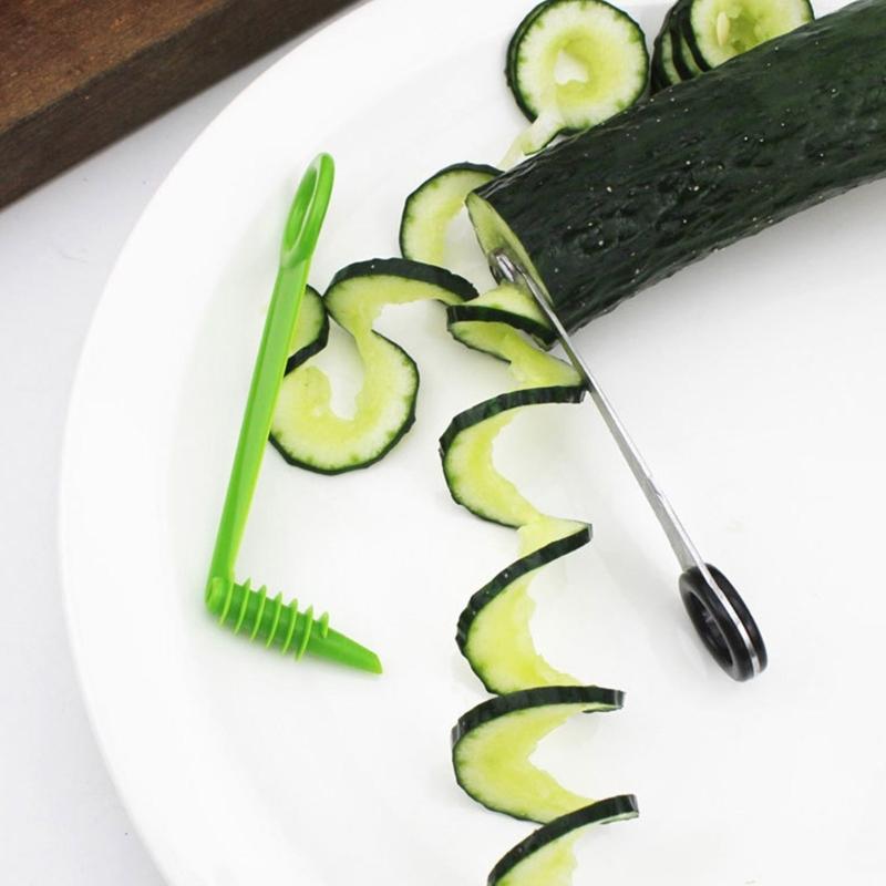 Space Efficient Stainless Steels Spirals Slicer For Vegetables Carrots Cucumbers Cutter with Rotating Handle Design