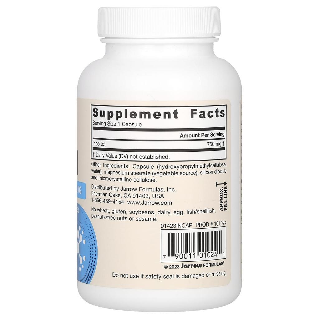 Jarrow Formulas, Веганский инозитол, 750 мг, 100 растительных капсул