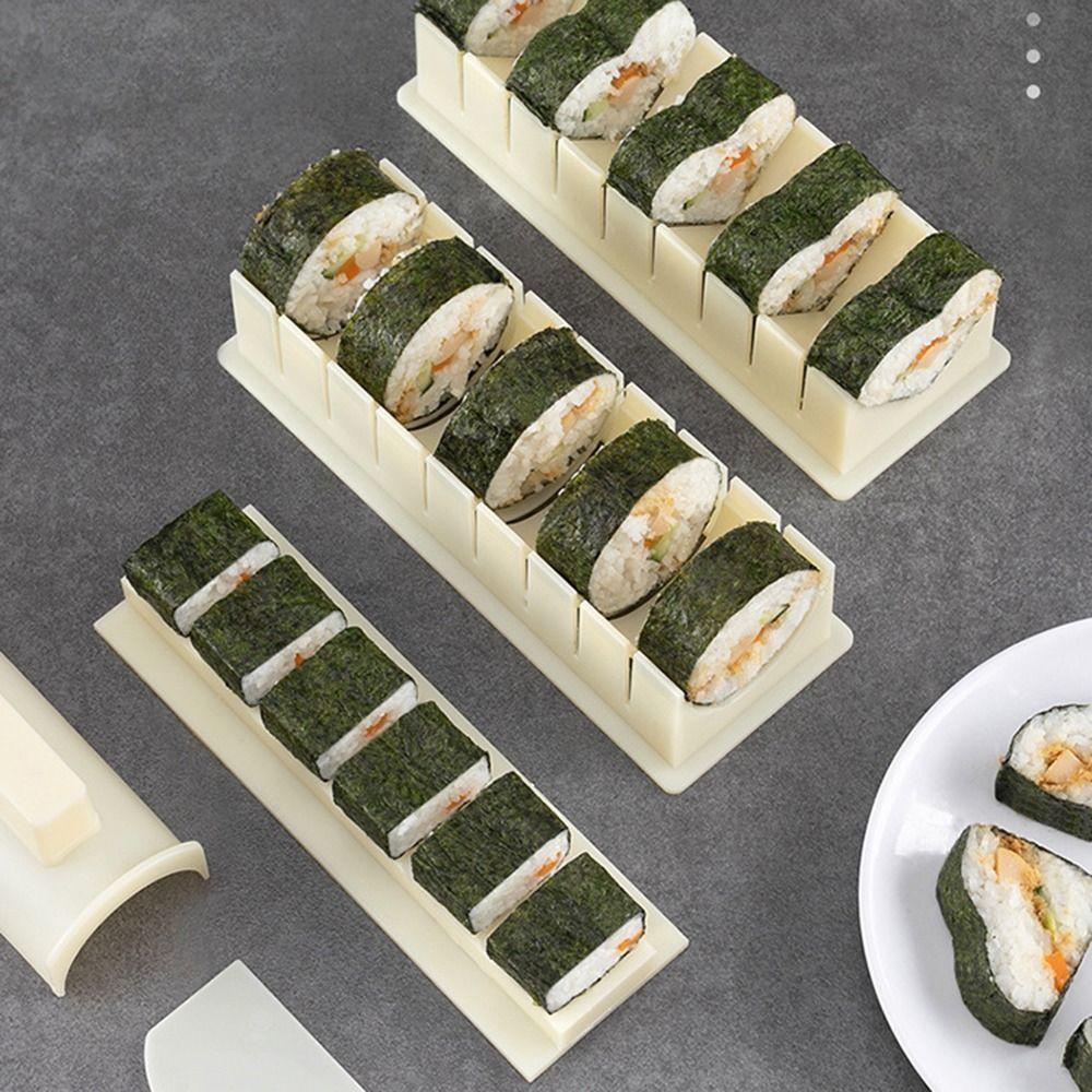 New 3pcs Sushi Maker Equipment Kit Plastic Kimbap Sushi Rolls Mold Round Square Heart-shaped Sushi Making Tools Cake Roll Mold