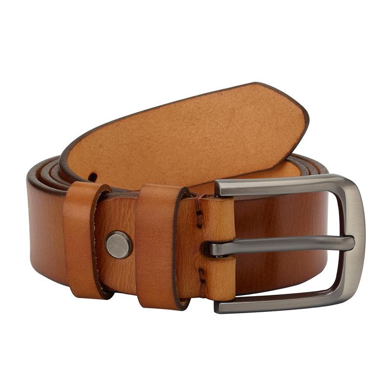 Мужской ремень из коровьей кожи первого слоя в стиле ретро, повседневный ремень из натуральной кожи с пряжкой из сплава, модный мужской ремень.