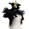 Gothic Style Fake Collar with Layered Feathers Lightweight Durable Fabric Feather Cape Black Shawl Versatile Accessory