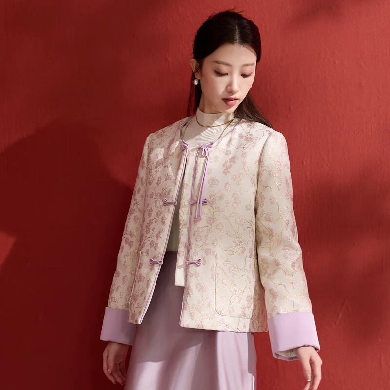 SanCai Plus Size Chinese Style Plum Blossom Duck Down Jacket