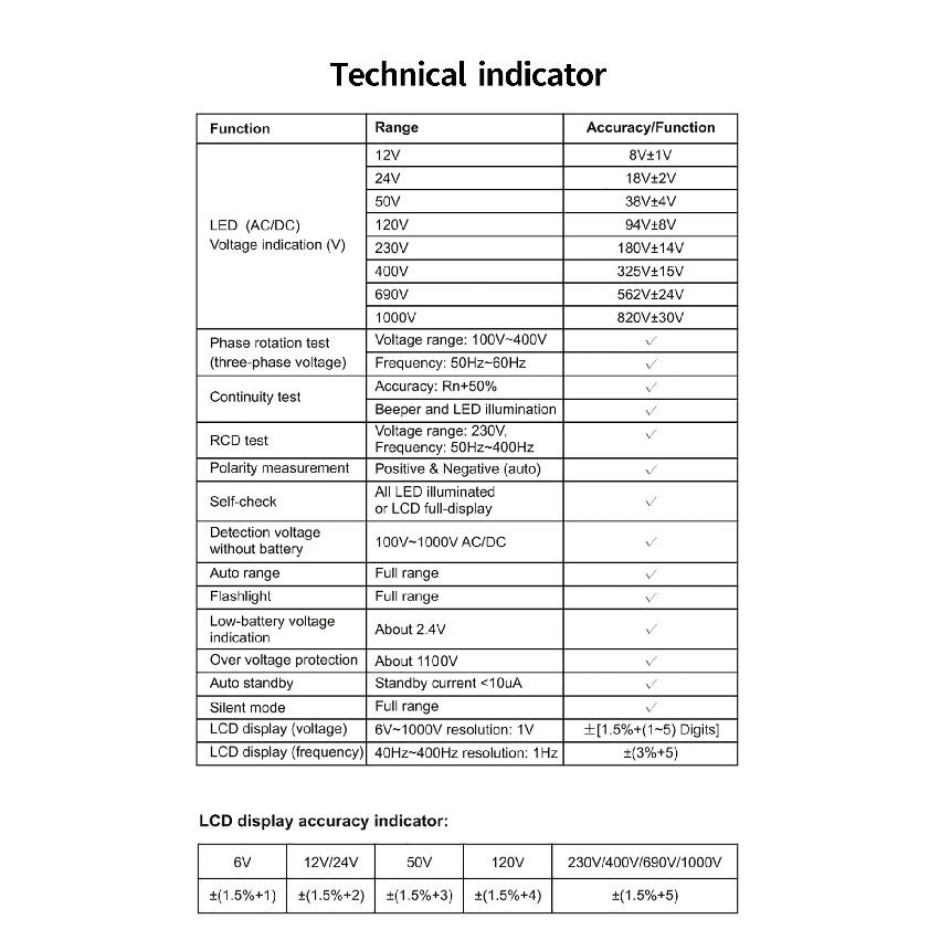 UNI-T UT18E 1000V AC DC Digital Voltmeter Continuity Tester Phase Sequence Test Voltage Indicator Frequency Meter LCD Display