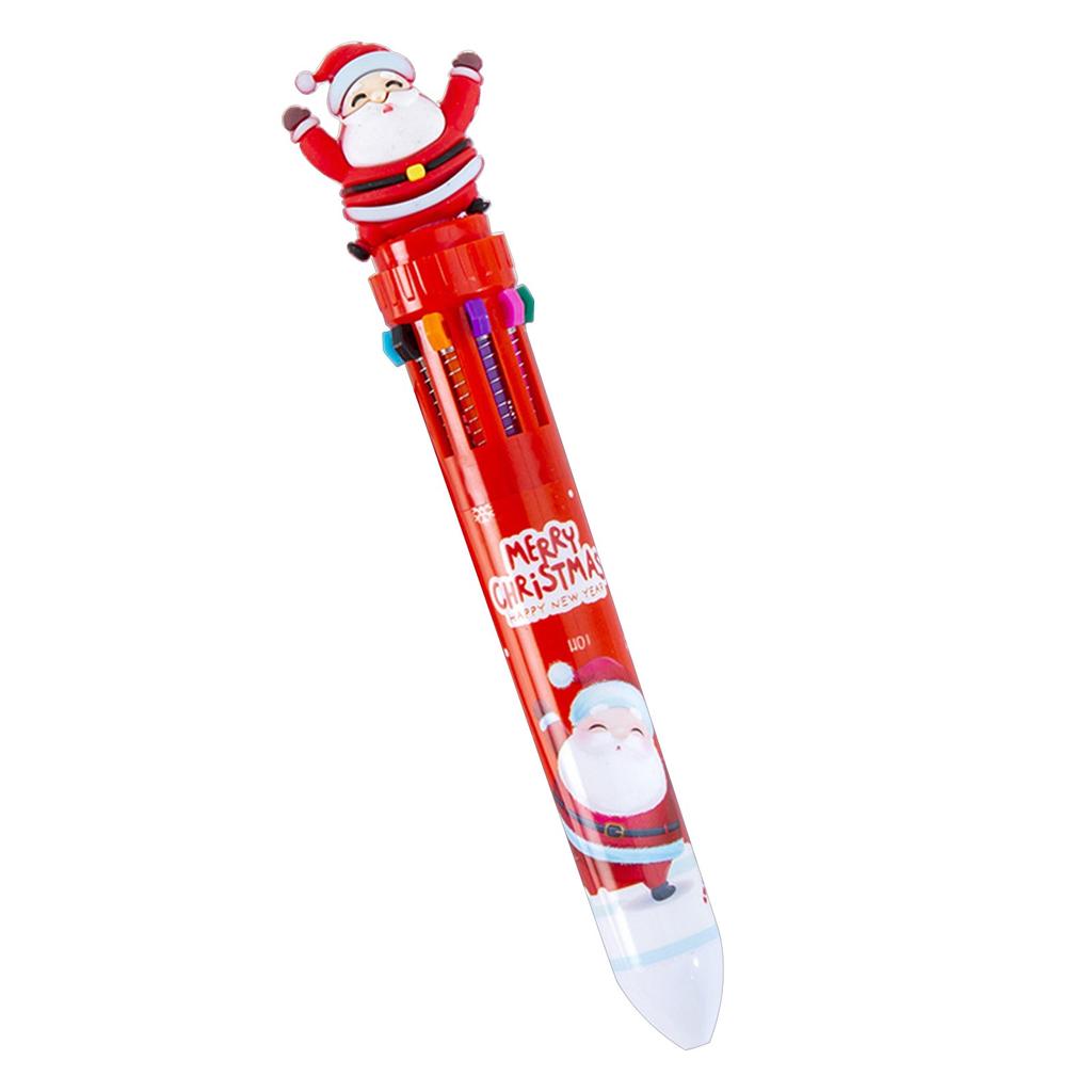 Christmas Ten-color Ballpoint Pen, Cute Cartoon Style, Suitable For Holiday Gifts5ml