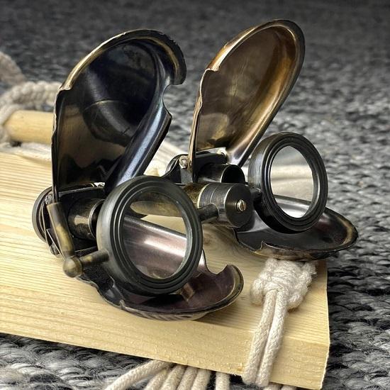 Латунный складной морской телескоп-подзорная труба с кожаным футляром Beck London 1857 года, репродукция бинокля