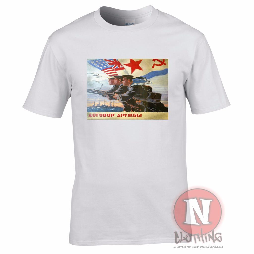 Russian USA British World War2 Naval Propaganda T-Shirt Army WW2 Soviet WWII