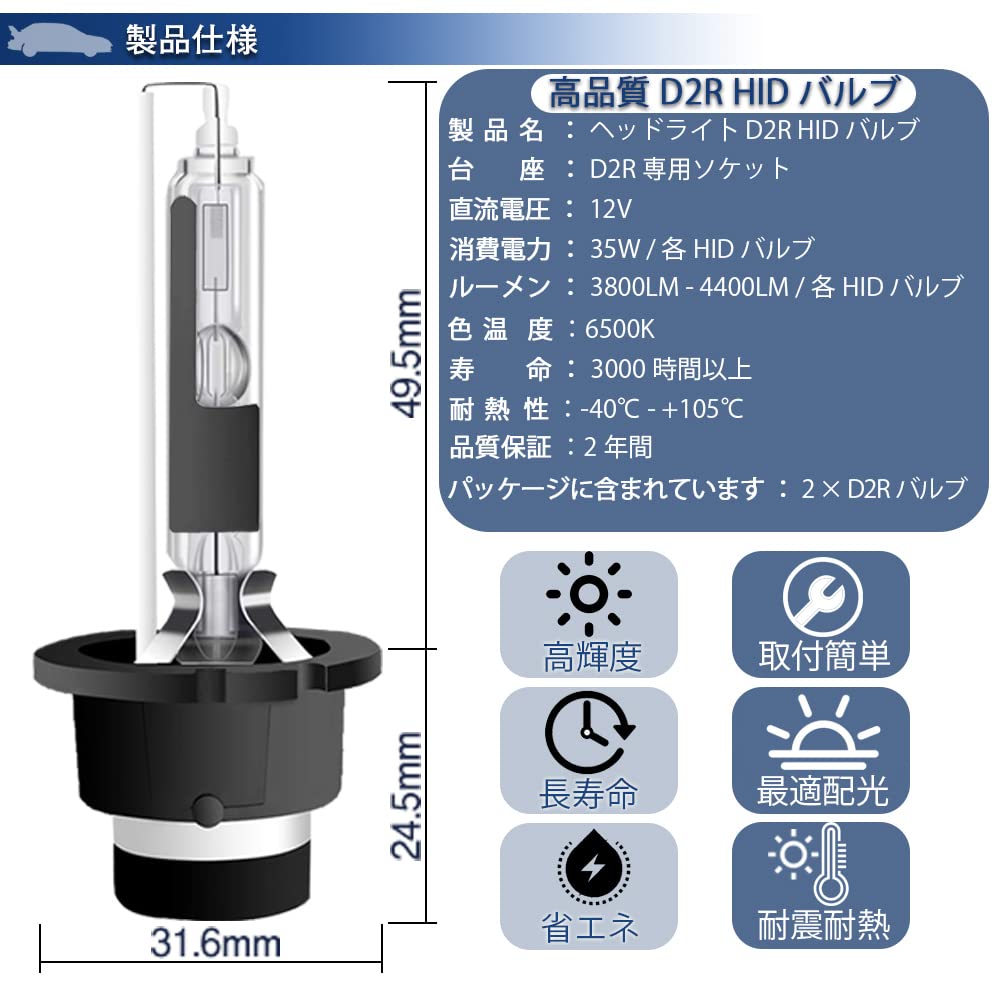 SXJAK HID лампа D2R Оригинальная замена для автомобильной фары HID D2R