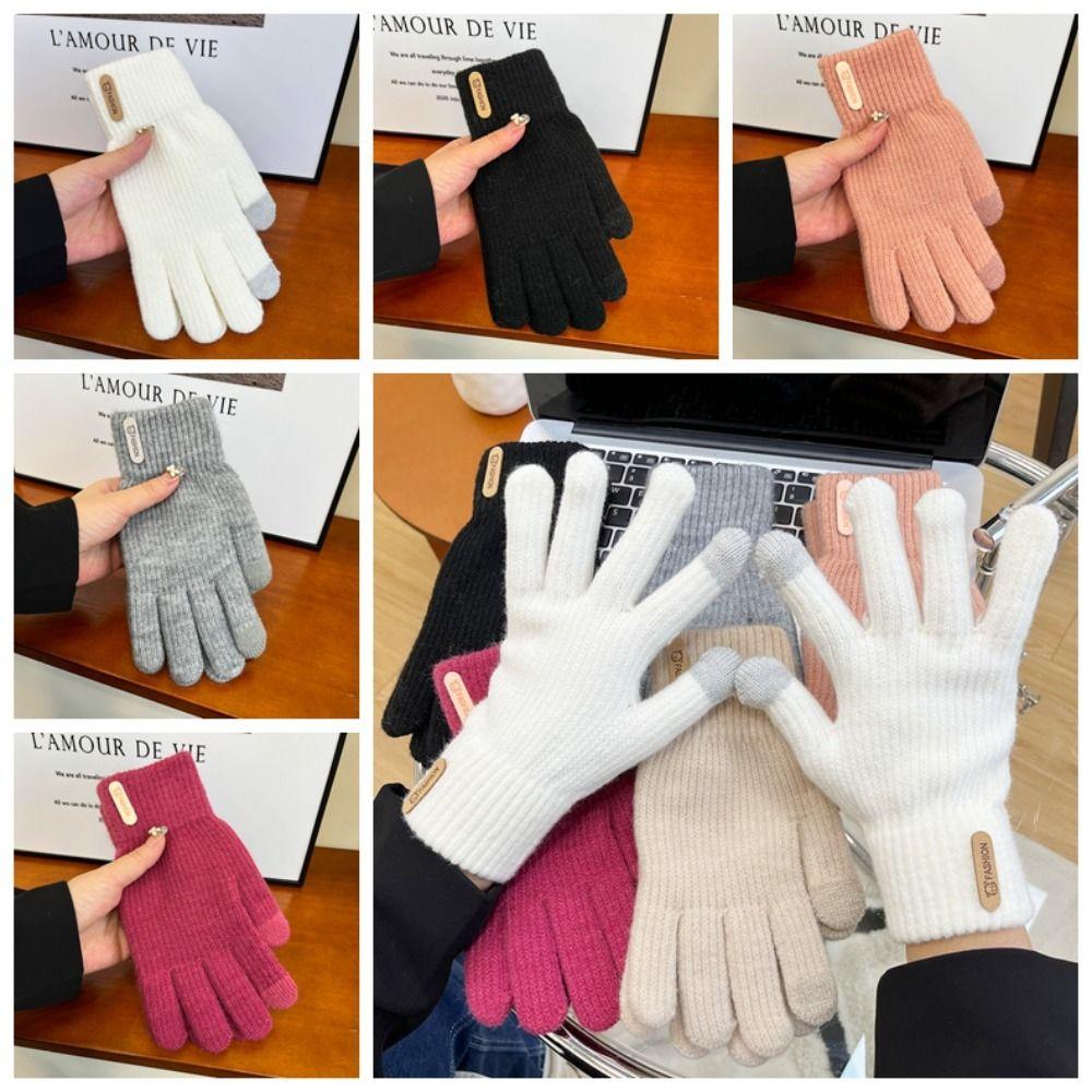 Варежки с закрытыми пальцами в корейском стиле, перчатки для велоспорта и вождения, подарок, вязаные перчатки, зима