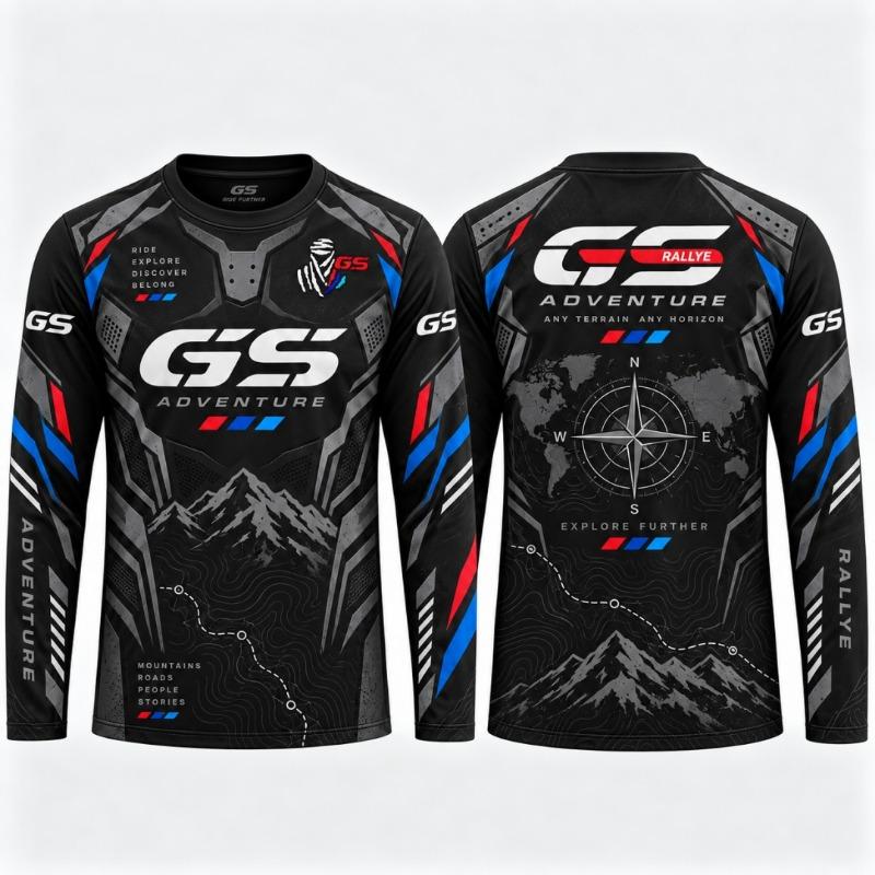 GS Adventure Мотоцикл Футболка с длинным рукавом Мужчины Женщины Дети Мотоциклетное Приключение Горный Графический Принт Повседневная Мото Байкер Поездка Топы