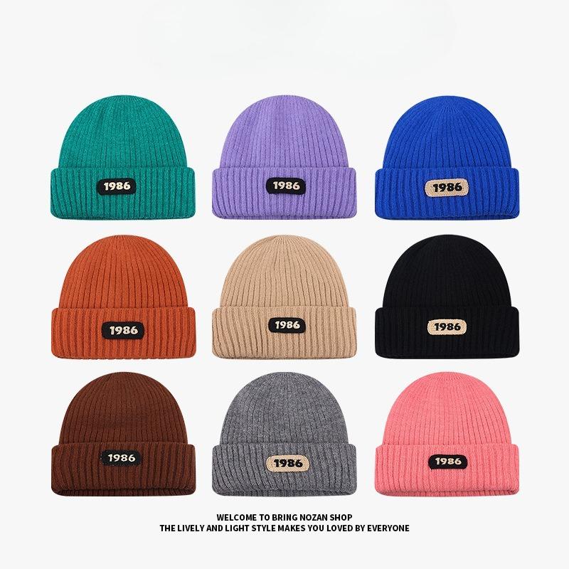 Осенне-зимняя мода Универсальная вязаная шапка Большой окружности головы Теплая защита ушей Шерстяная шапка Пара Холодная шапка