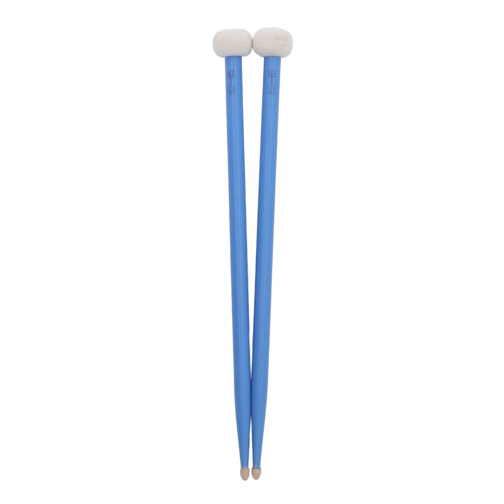 2Pcs Drum Mallet Felt Head Wooden Handle Non Slip Instrument Accessory Set Kit for Playing Blue