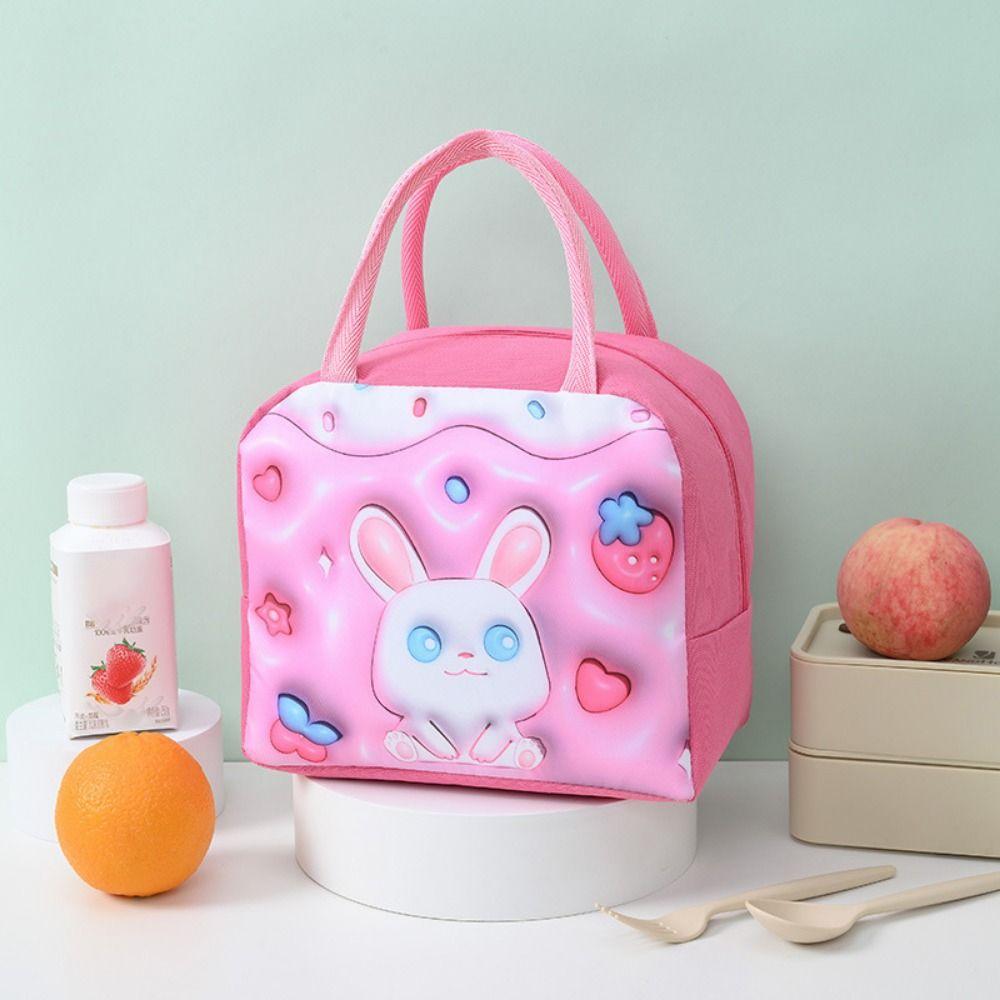 Thickened 3D Cartoon Insulated Lunch Bag Handheld Cool Food Bag Portable Cartoon Lunch Bag Camping