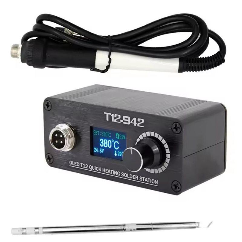 ABWR-MINI T12-942 Паяльная станция OLED-дисплей Питание от постоянного тока Портативный паяльник DC24V 3A Блок питания в комплекте Версия