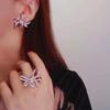 Изысканные серьги-гвоздики в форме банта Huitan для женщин, блестящие серьги-банты с кубическим цирконием, романтические свадебные модные украшения