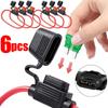 6Pcs In Line Car Mini Blade Adapter Fuse Holder Splash-proof for 12V 30A Wire Cutoff Switch Socket Damp Proof Splash