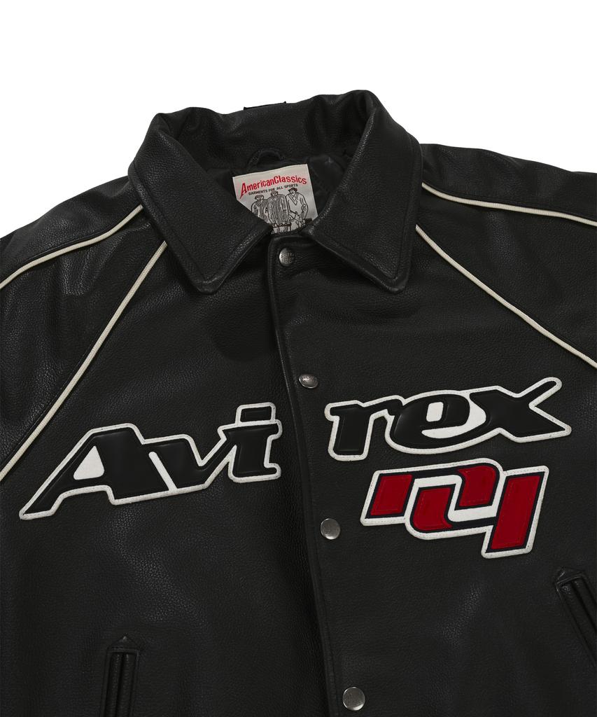 Avirex Cow Leather Logo Varsity Jacket / 7835950017 Black