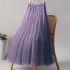 Purple Women's Mesh Midi Tulle Skirt for Square Dance, 720-Degree Swing, High Waist A-line.