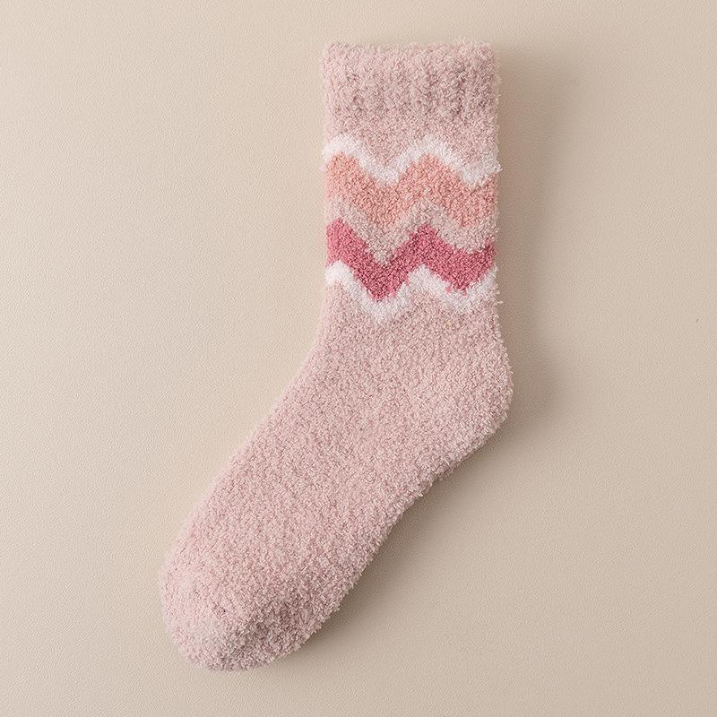 Носки Coral Velvet женские осенне-зимние толстые носки средней длины волнистые носки теплые носки-полуноски