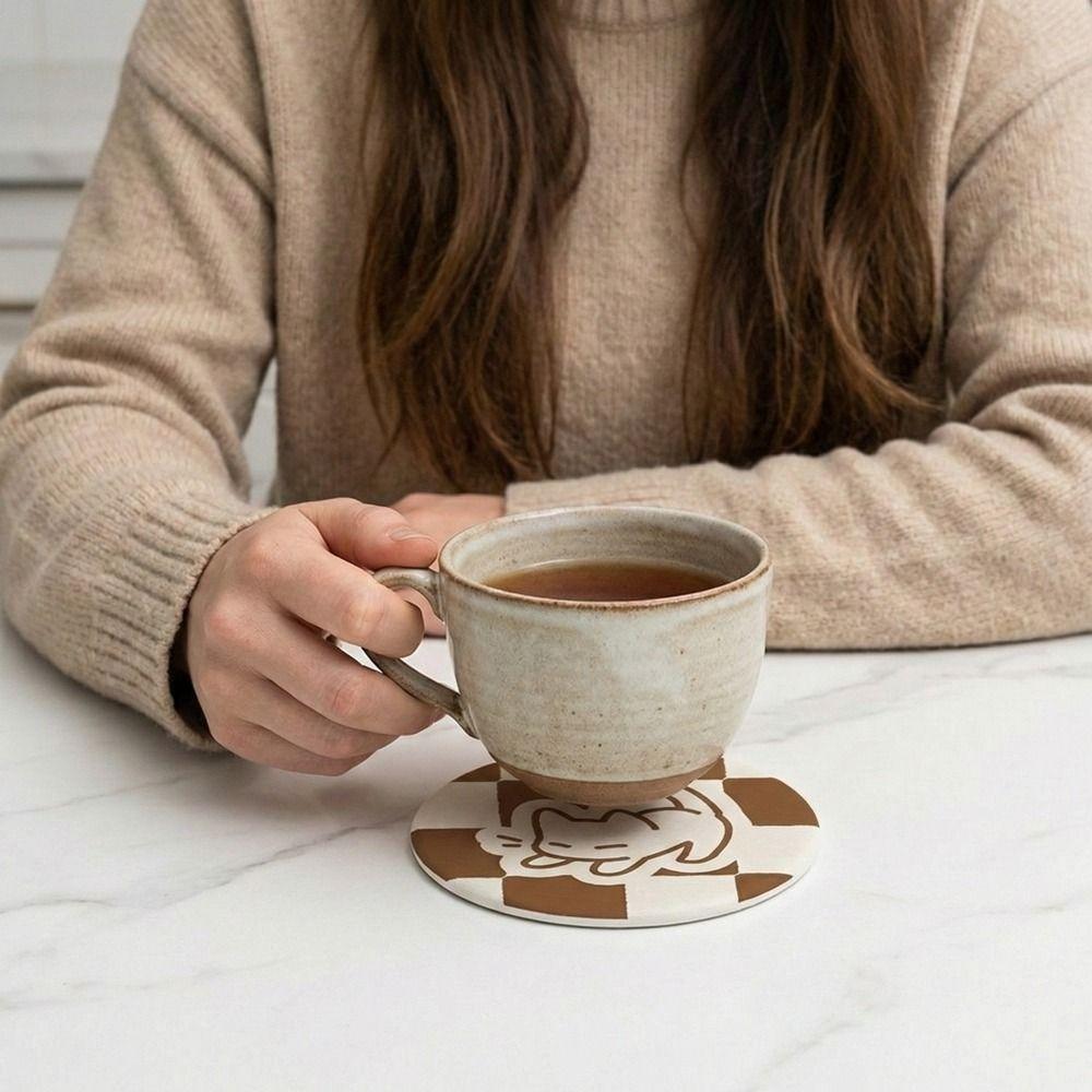 Round Diatom Mud Coaster Non-slip Cup Mat Practical Tableware Mat  Home